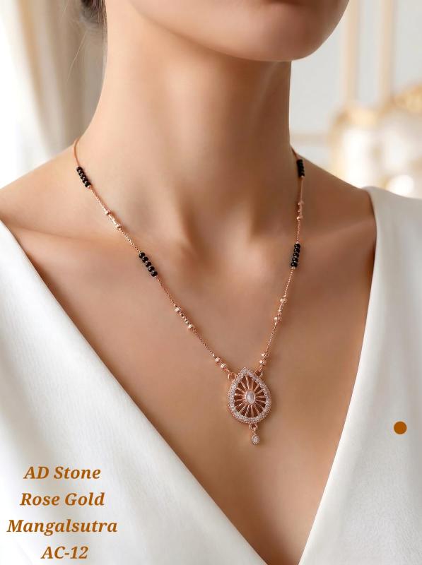 AD stone rose gold mangalsutra AC 12 Artificial diamond jewellery designs